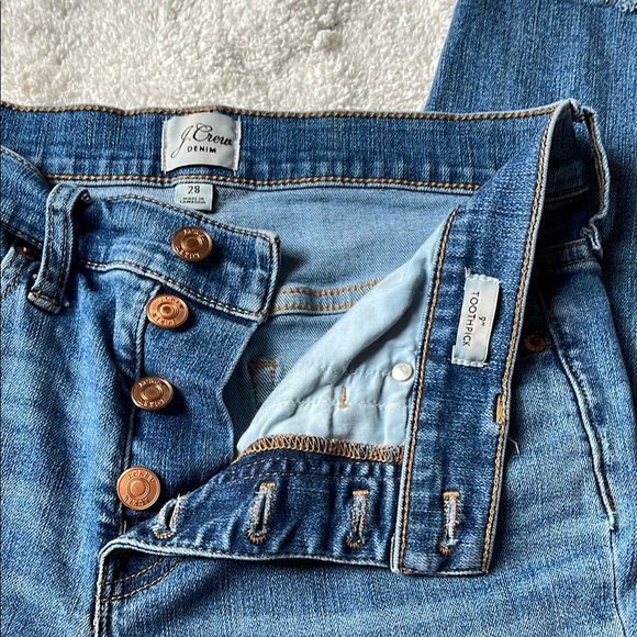 J. Crew 9” toothpick High Rise Blue Jeans - Picture 3 of 4